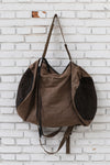 BORIS BIDJAN SABERI Leather and linen stitching travel bag INFANTERY BAG1 F1944+FMM20036